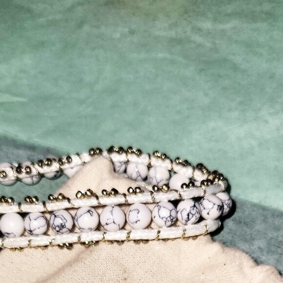 NWT! JCrew White/Black Marble Stone/Cloth Bracelet - Picture 1 of 2